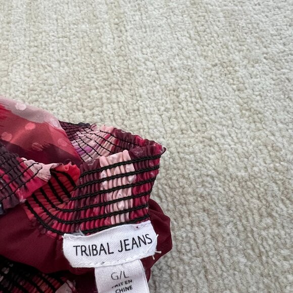 Tribal Jeans Boho Peasant Popover Summer Blouse Top L - Picture 2 of 12